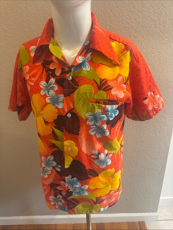 Sears Other - Sears Red Tropical Floral Button-Down Shirt